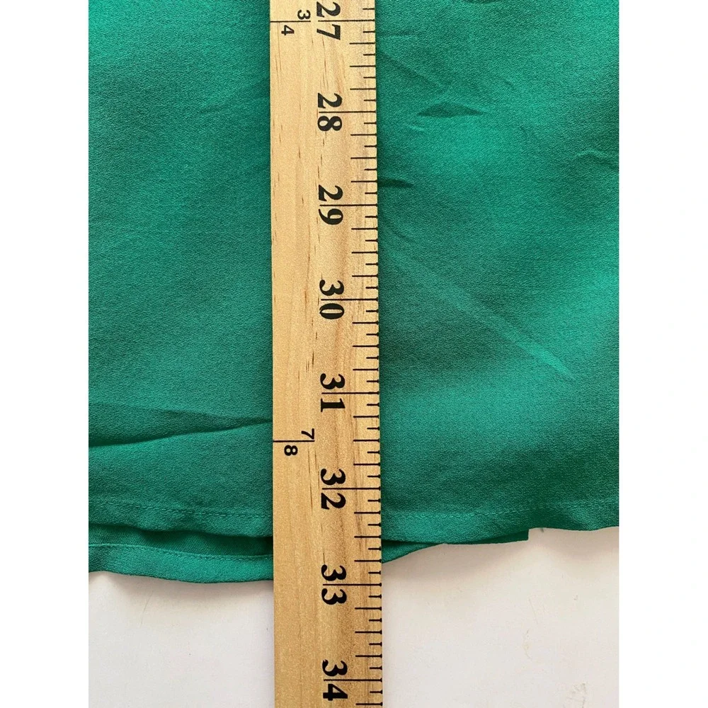 Petite Sophisticate Emerald Green 100% Silk Midi Skirt Size 4 Petite Lined Slit - Picture 5 of 5